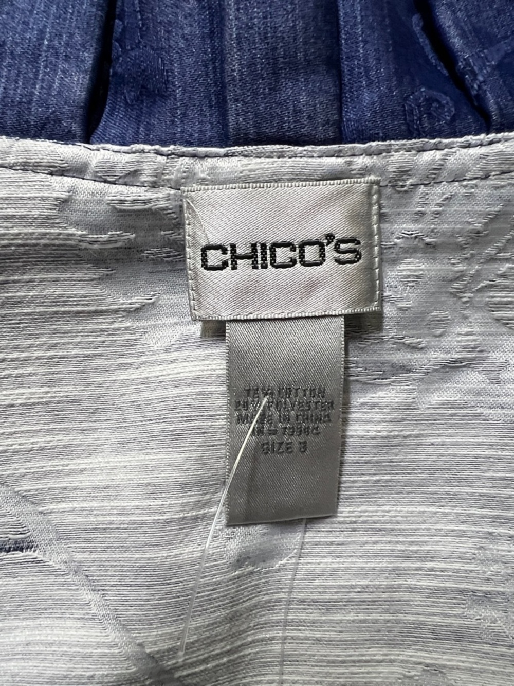 Chicos Subtle Jacquard Rory Ruffled Jacket Blue - Picture 4 of 5
